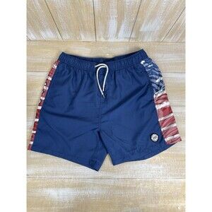 Ron Jon Surf Shop Swim Trunks Size  XL Lined Blue & Red Patriotic Draw String